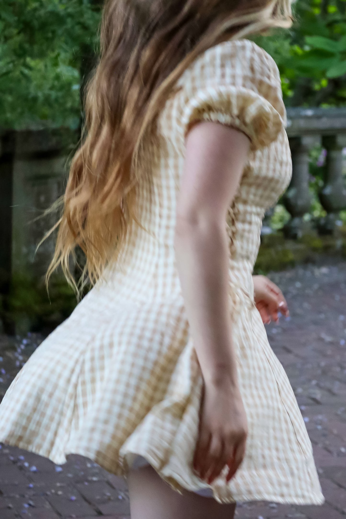Toasted Crème Custard Dress | Short Sleeve Muslin Mini Dress With Adjustable Side Ties And Wooden Bead Accents