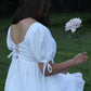 En Plein Air Dress | Romantic Babydoll Mini Dress With An Adjustable Corset Bodice And Short Bell Sleeves
