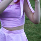 Montpensier Top | Structured Cropped Poplin Top with Adjustable Bow-Tie Straps