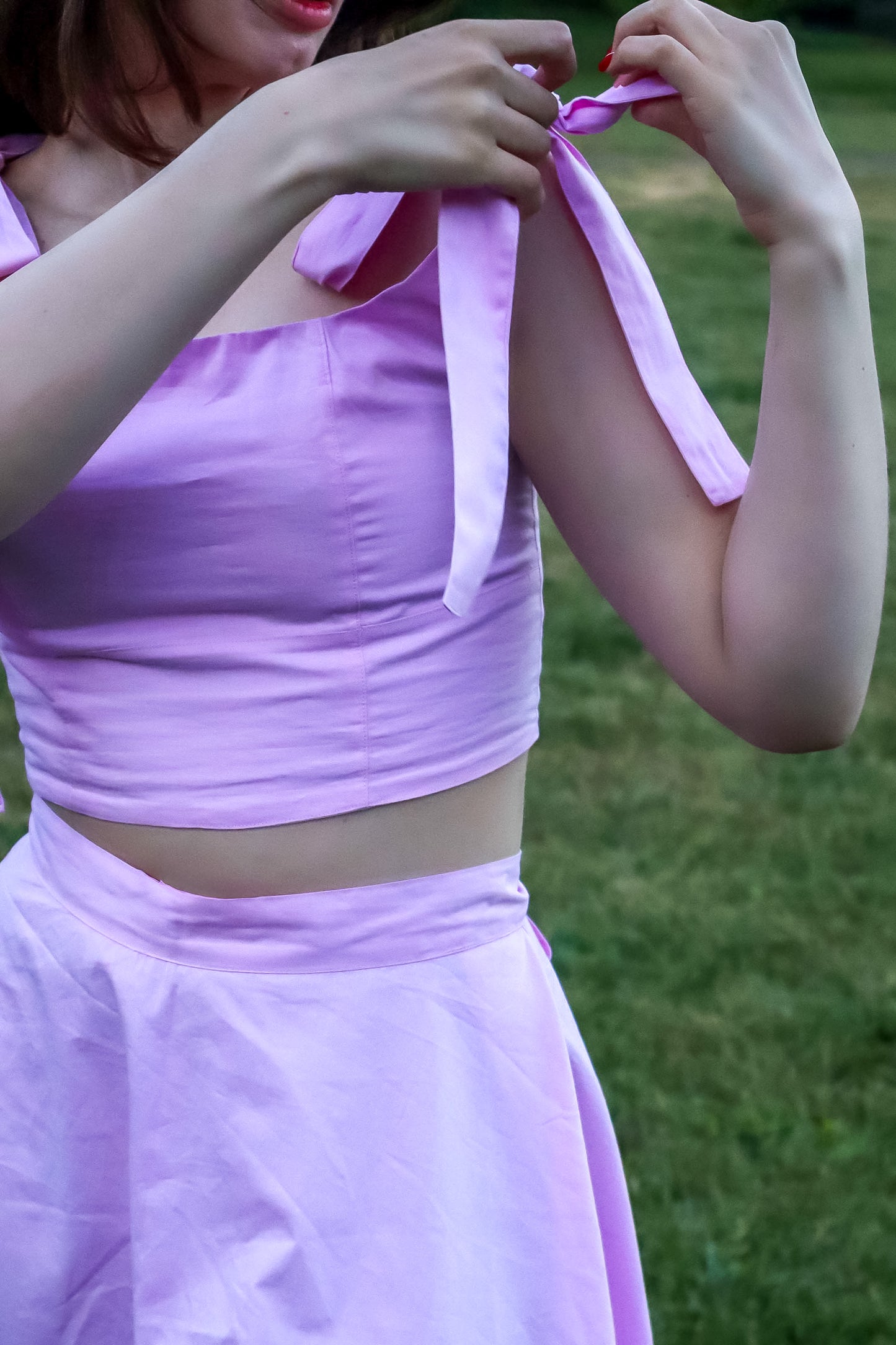 Montpensier Top | Structured Cropped Poplin Top with Adjustable Bow-Tie Straps