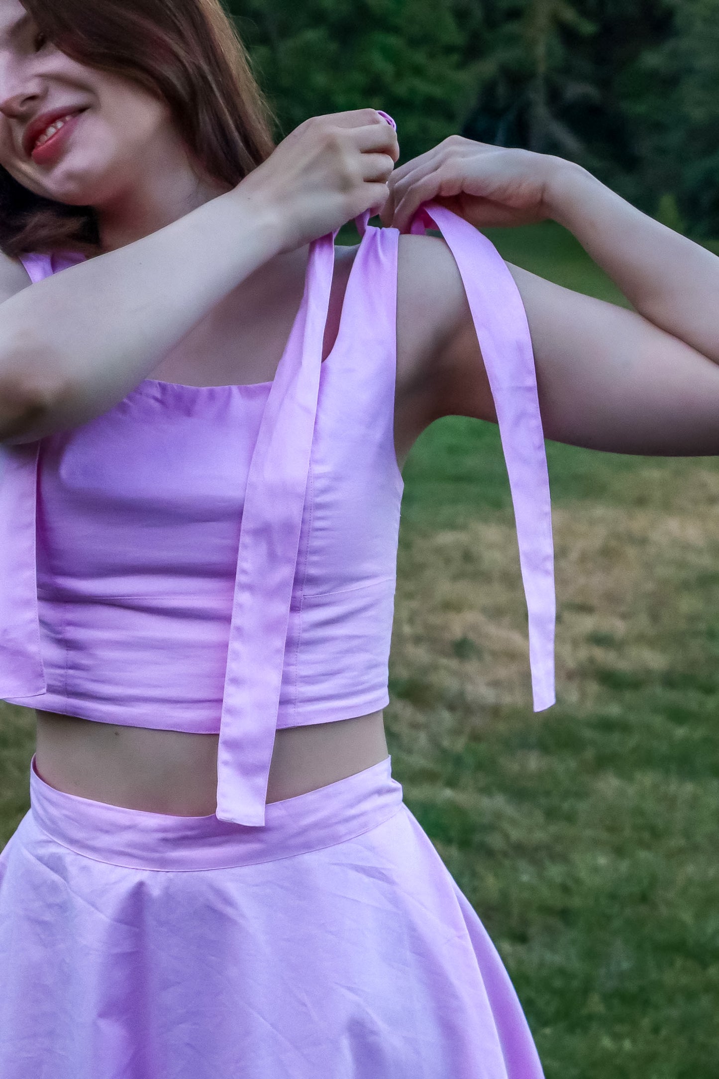 Montpensier Top | Structured Cropped Poplin Top with Adjustable Bow-Tie Straps